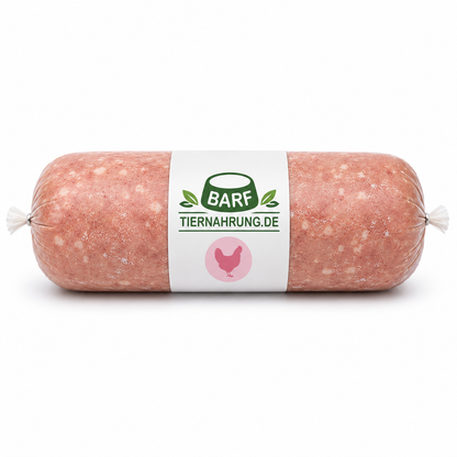BARF Hühnerfleisch mit Knochenanteil für starke Knochen und gesunde Zähne - gewolftes Tiefkühl-Hundefutter