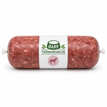 BARF Pferdefleisch mit Knochenanteil für starke Knochen und gesunde Zähne - gewolftes Tiefkühl-Hundefutter