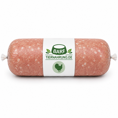 BARF Putenfleisch mit Knochenanteil für starke Knochen und gesunde Zähne - gewolftes Tiefkühl-Hundefutter