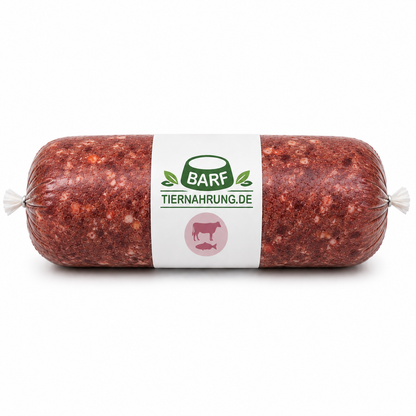 BARF Rind-Lachs Menü - Rindfleisch mit Lachs und Gemüse-Obst-Mix - gewolftes Tiefkühl-Hundefutter