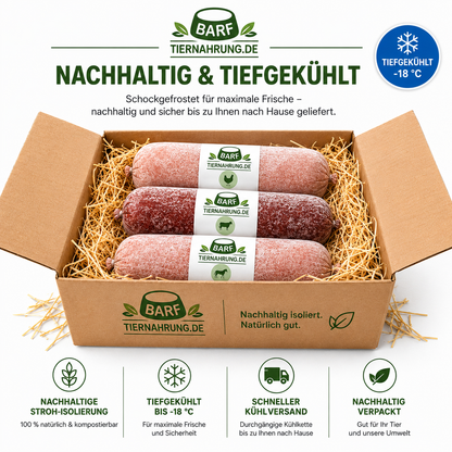 BARF Pute Menü - Putenfleisch mit Gemüse-Obst-Mix - gewolftes Tiefkühl-Hundefutter