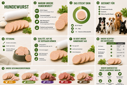 Hundewurst Lamm - Hundefutter aus 95% Lammfleisch - 8 kg Sparpackung